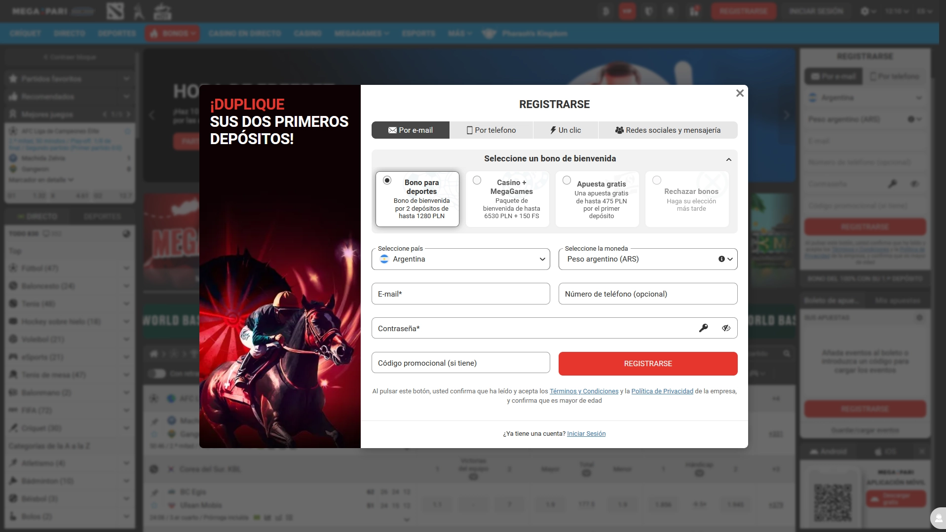 Megapari registrarse